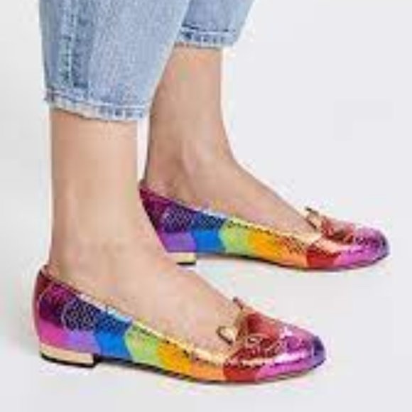 Charlotte Olympia Shoes - Charlotte Olympia Multicolor Metallic Rainbow Kitty Cat Flats